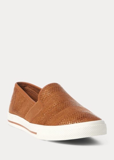 Zapatillas Ralph Lauren Mujer Marrom - Jinny Woven Slip-On - XUCMT9526